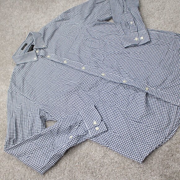 Banana Republic Oxford Shirt Mens Large Blue Untucked Fit Slim Fit Cotton L/S - Picture 7 of 14